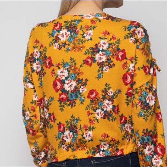 Yellow Floral Long Sleeve Top - Picture 4 of 6